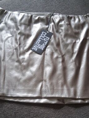 Future Collective Metallic Silver Mini Skirt
